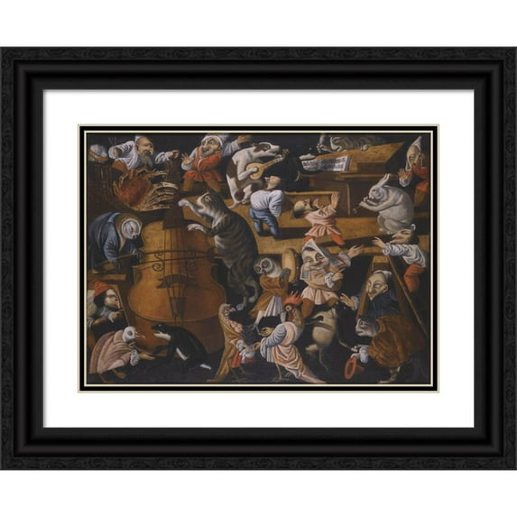 The Master of the Fertility of the Egg 14x11 Black Ornate Wood Framed Double Matted Museum Art Print Titled: A Concert of Animals, Birds, and Stylised Figures