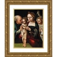 thumbnail image 1 of The Master of the Parrot 11x14 Gold Ornate Wood Frame and Double Matted Museum Art Print Titled - The Madonna and Child, with Saint Eligius and an Angel, 1 of 4
