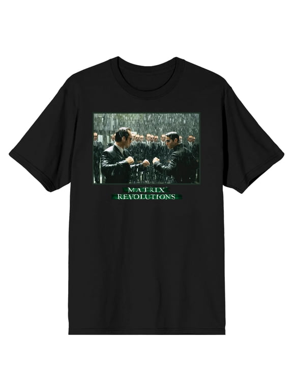 The Matrix Agent Brown and Smith Men's Black T-shirt-Large