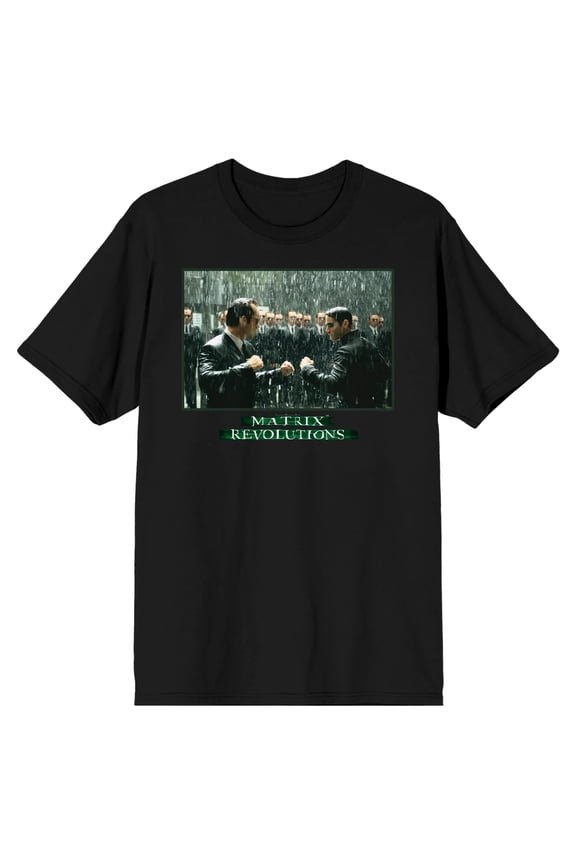 The Matrix Agent Brown and Smith Men's Black T-shirt-Small