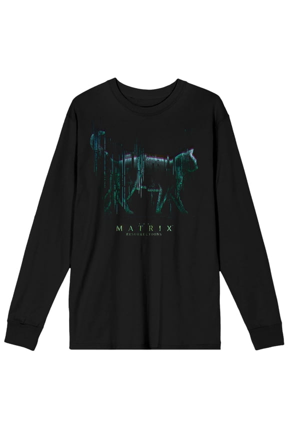 The Matrix Cat Logo Men's Black Long Sleeve Shirt-XL