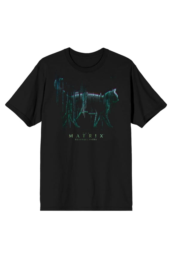 The Matrix Cat Logo Men's Black T-shirt-XL