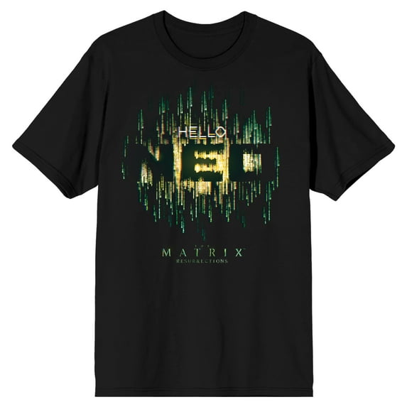 The Matrix Hello Neo Men's Black T-shirt-3XL