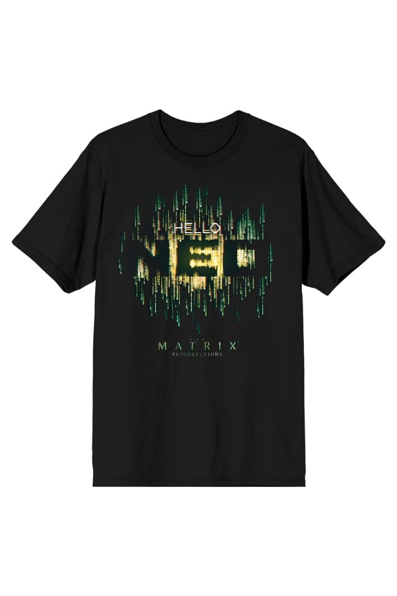 The Matrix Hello Neo Men's Black T-shirt-Medium