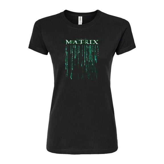 The Matrix - Logo Falling Code - Juniors Fitted Graphic T-Shirt