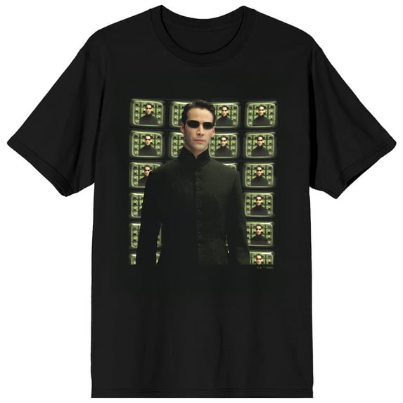 The Matrix Neo Many Screens on Black Adult T-Shirt-5XL
