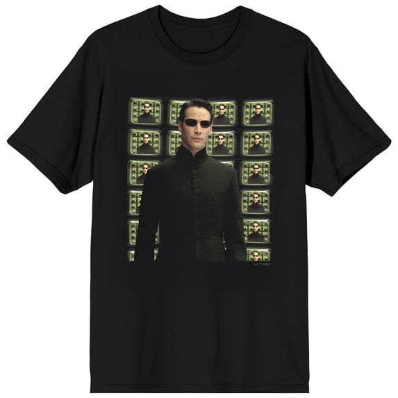 The Matrix Neo Many Screens on Black Adult T-Shirt-6XL