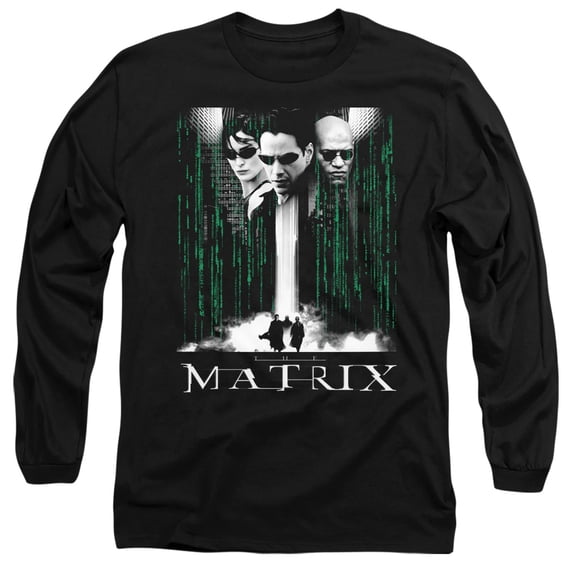 The Matrix Neo, Morpheus, Trinity Unisex Adult Long-Sleeve T Shirt,Black, Large