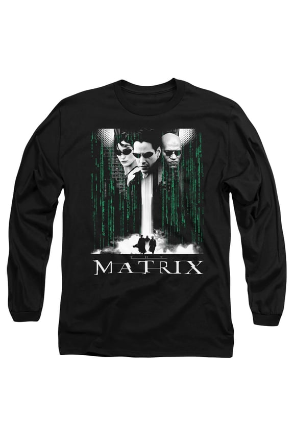 The Matrix Neo, Morpheus, Trinity Unisex Adult Long-Sleeve T Shirt,Black, Large