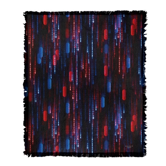 The Matrix Resurrections Blanket, 50'x60' Pill Code Woven Tapestry Cotton Blend Fringed Throw