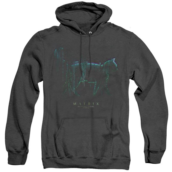 The Matrix Resurrections Glitch Cat Unisex Adult Pull-Over Heather Hoodie,Black, Small