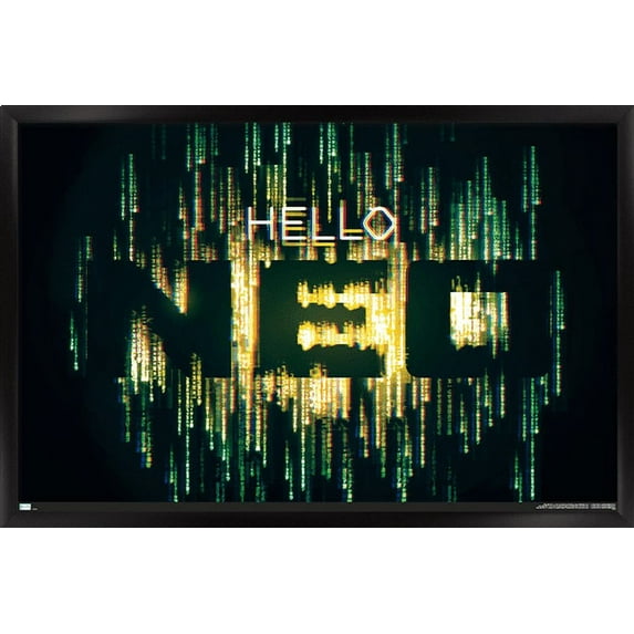 The Matrix: Resurrections - Hello Neo Wall Poster, 14.725" x 22.375", Framed