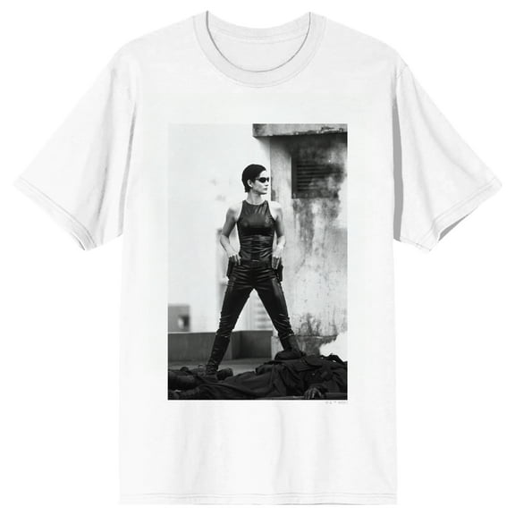 The Matrix Trinity Rooftop on White Adult T-Shirt-XS
