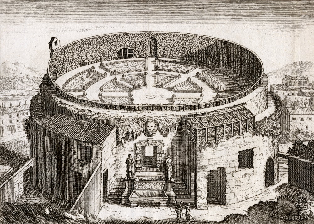 The Mausoleum Of Augustus Rome Italy 18Th Century Print Canvas Art - Ken Welsh Design Pics (34 x 24)