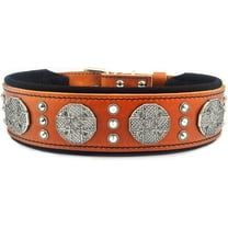 The Maximus Brown/Silver Leather Dog Collar for Large Dog Breeds