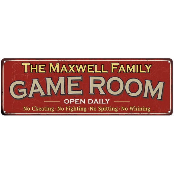 The Maxwell Family Red Game Room Metal 8x24 Sign 108240038715