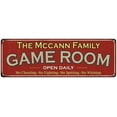 thumbnail image 1 of The Mccann Family Red Game Room Metal 8x24 Sign 108240038590, 1 of 1