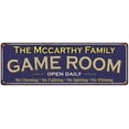 thumbnail image 1 of The Mccarthy Family Blue Game Room Metal 8x24 Sign 108240037867, 1 of 1