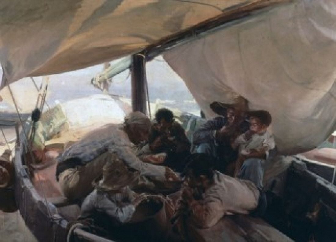 The Meal in the Boat Joaquin Sorolla y Bastida (1863-1923 Spanish) Canvas Art - Joaquin Sorolla y Bastida (24 x 36)