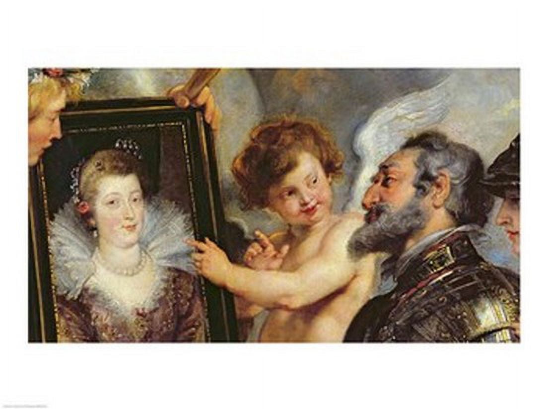 The Medici Cycle Henri IV Receiving the Portrait of Marie de Medici detail Canvas Art - Peter Paul Rubens (24 x 18)