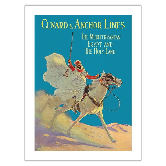 The Mediterranean Egypt & Holy Land - Cunard & Anchor Lines - Vintage Travel Poster by James C. McKell c.1920’s - Fine Art Matte Paper Print (Unframed) 24x32in
