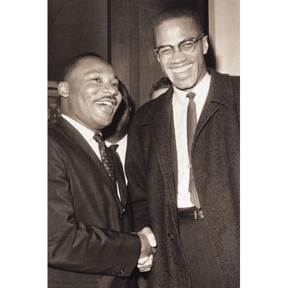 The Meeting - Malcolm X & MLK Poster 24.5" x 36.5" Laminated