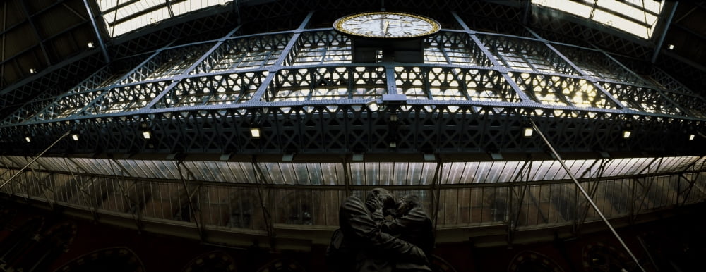 The Meeting Place Statue at St Pancras Railway Station Somers Town London England Canvas Art - Panoramic Images (32 x 12)