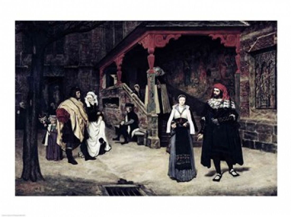 The Meeting of Faust and Marguerite 1860 Canvas Art - James Jacques Joseph Tissot (24 x 18)