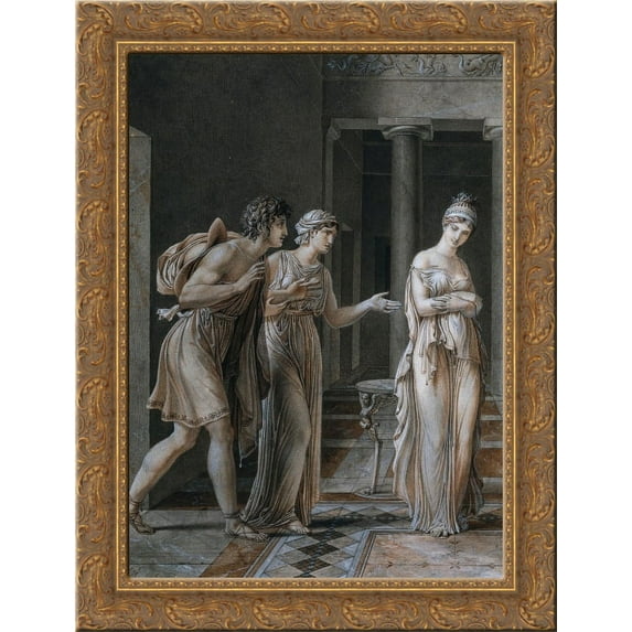 The Meeting of Orestes and Hermione 24x18 Gold Ornate Wood Framed Canvas Art by Anne-Louis Girodet