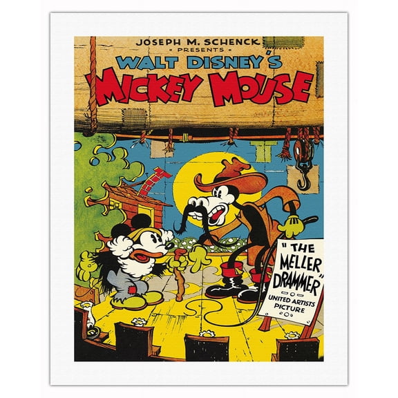 The Meller Drammer - Starring Mickey Mouse - Vintage Film Movie Poster c.1933 - Fine Art Rolled Canvas Print 20in x 26in