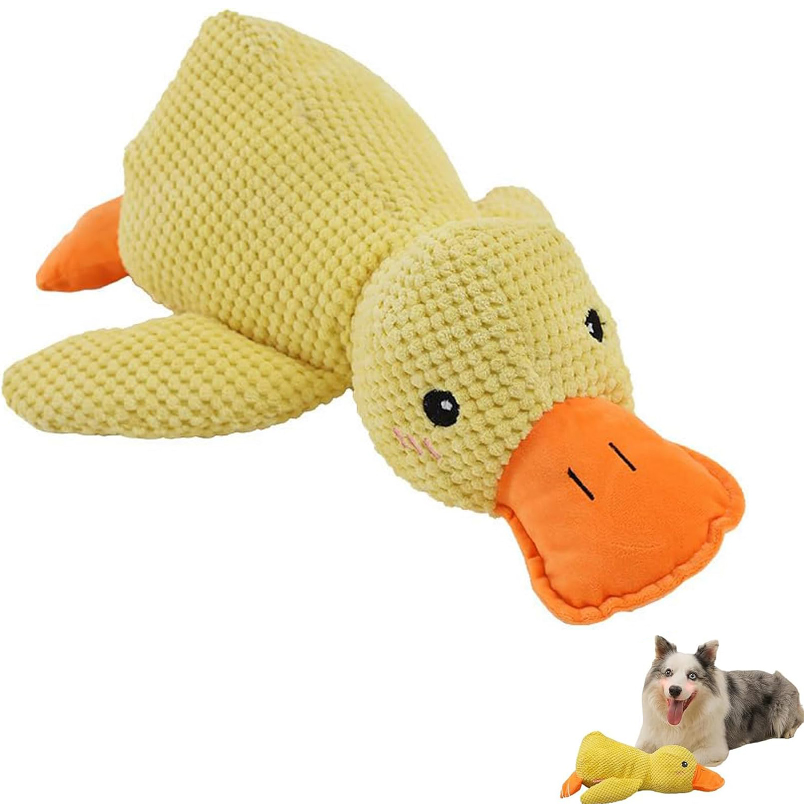 The Mellow Dog Calming Duck, Stuffed Duck Dog Toy, Cute No Stuffing