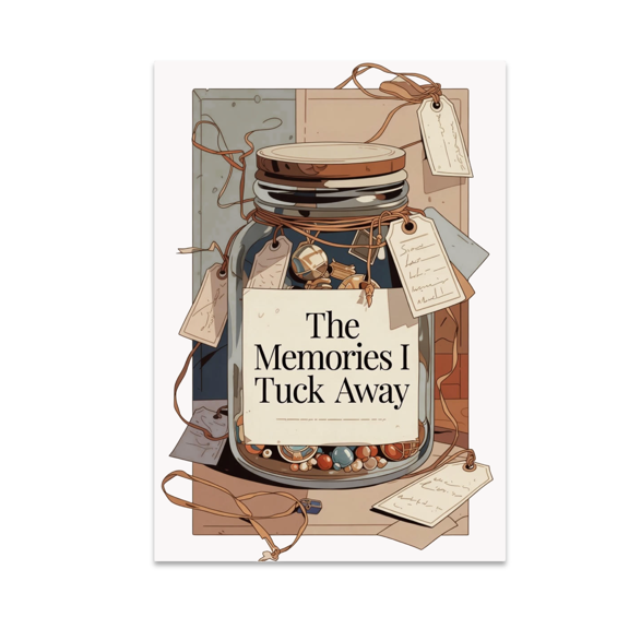 The Memories I Tuck Away Vintage Keepsake Jar - Family Room Decor - 13x19 Poster Print