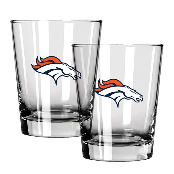 The Memory Company Denver Broncos 15oz. Two-Pack Rocks Glass Gift Set