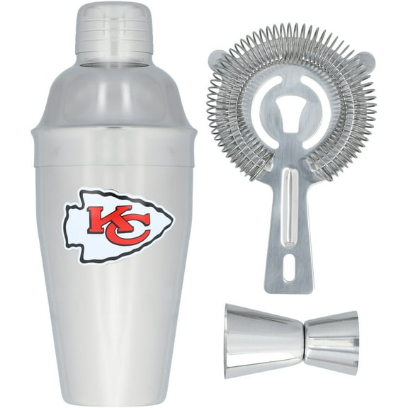 The Memory Company Kansas City Chiefs Stainless Steel Shaker, Strainer & Jigger Set
