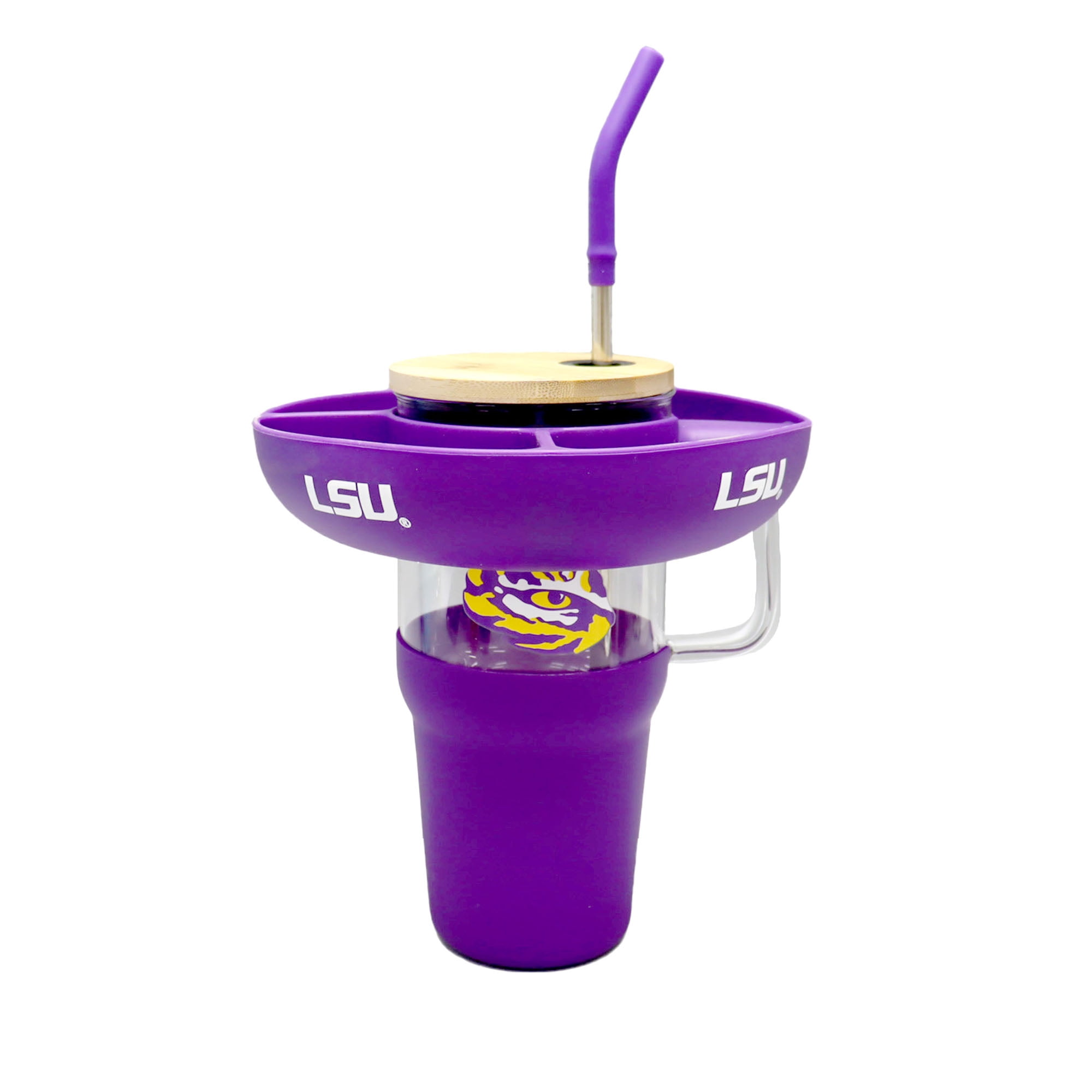The Memory Company LSU Tigers 40oz. Glass Tumbler with Silicone Snack ...