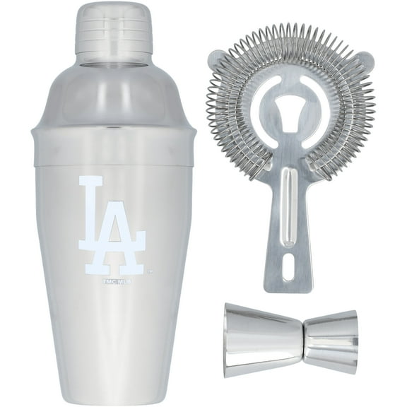 The Memory Company Los Angeles Dodgers Stainless Steel Shaker, Strainer & Jigger Set