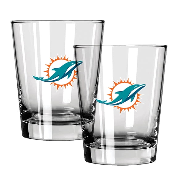 The Memory Company Miami Dolphins 15oz. Two-Pack Rocks Glass Gift Set