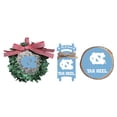 thumbnail image 1 of The Memory Company North Carolina Tar Heels Three-Pack Wreath, Sled & Circle Ornament Set, 1 of 1