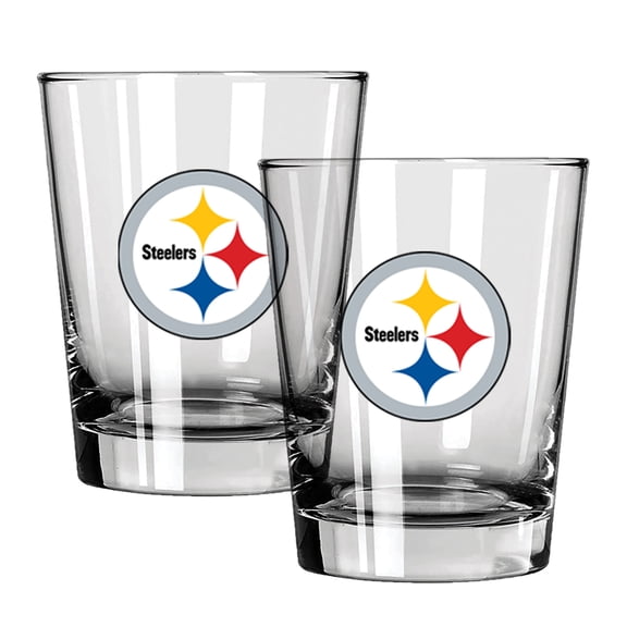 The Memory Company Pittsburgh Steelers 15oz. Two-Pack Rocks Glass Gift Set