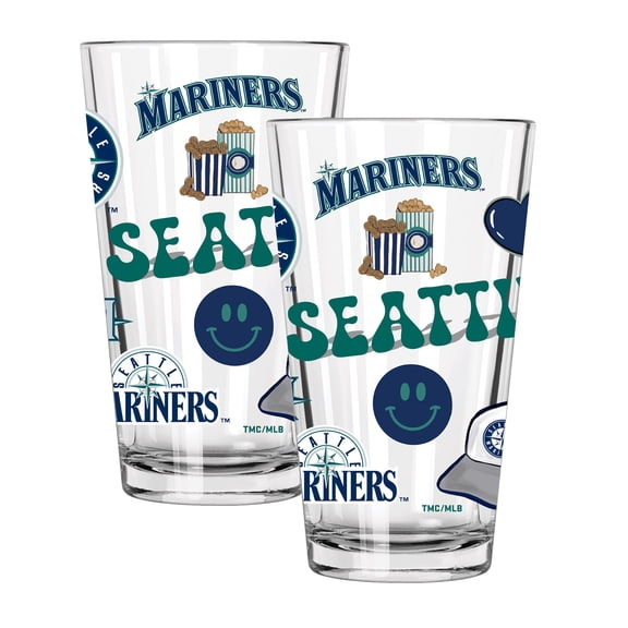 The Memory Company Seattle Mariners Loco 16oz Pint Glass Two-Piece Set