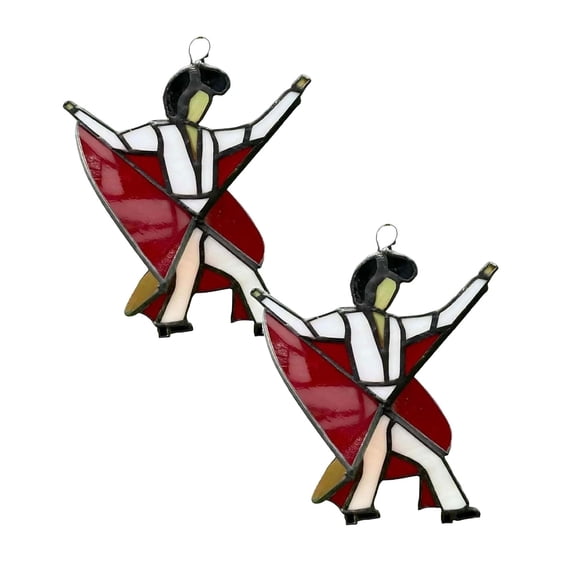 The Memphis Melody Spinner: Dancing King Moving Stained Glass Decor – Handmade Kinetic Sunlight Catcher for Outdoor Spaces