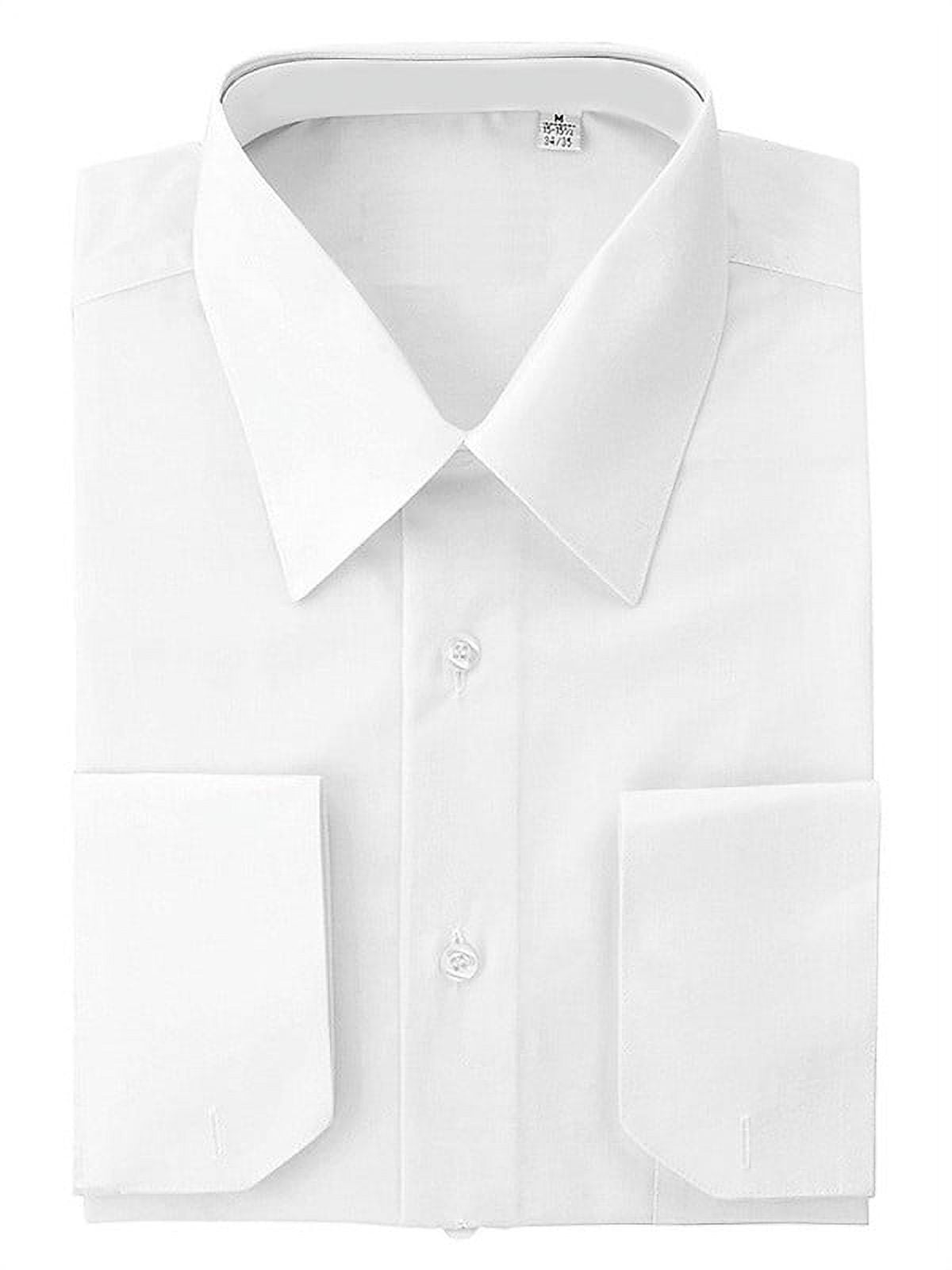 Men's Regular Fit Solid Dress Shirt - Convertible Cuffs, 60% Cotton 40% Polyester, Easy Iron