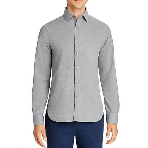 The Men's Store Chambray Classic Fit Shirt Grey-Large