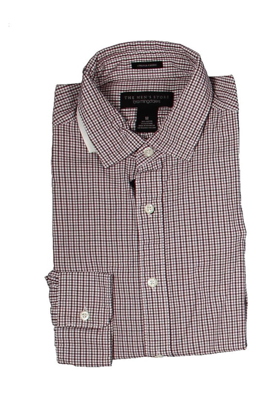 Mens Check Print Long Sleeve Button-Down Shirt