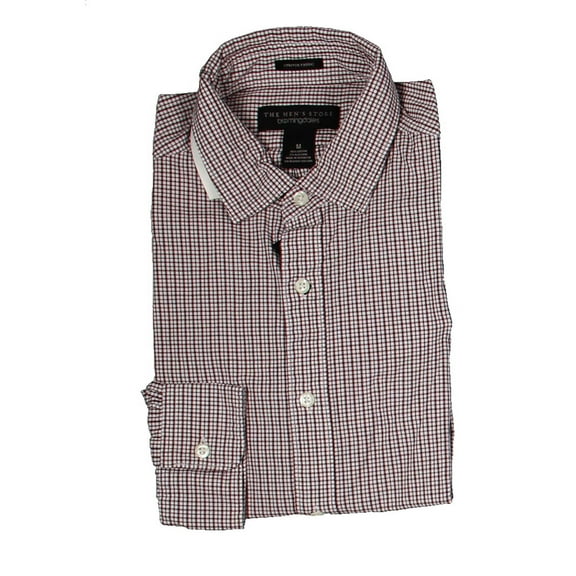 The Men's Store Mens Check Print Long Sleeve Button-Down Shirt