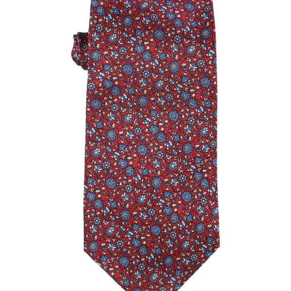 The Men's Store Mens Floral Printed Silk Self-tied Necktie, Red, One Size