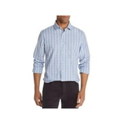 The Men's Store Mens Striped Collared Button-Down Shirt Blue L