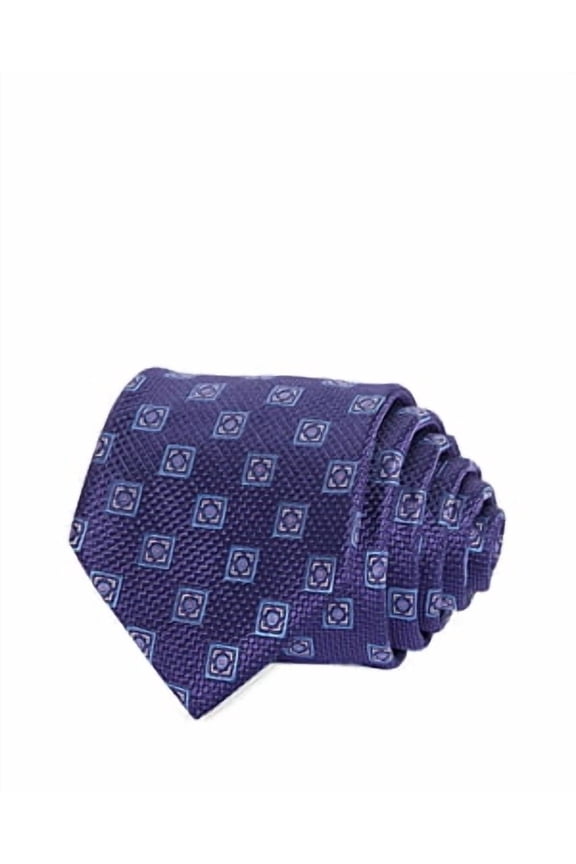 Square Medallion Silk Tie Purple Necktie