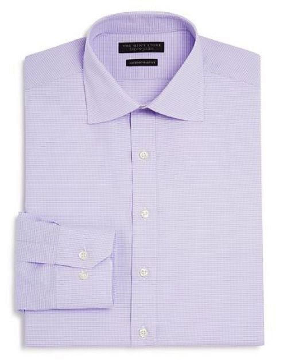 The Men's Store Textured Micro Grid Check Dress Shirt Lavender-15 32/33 ...