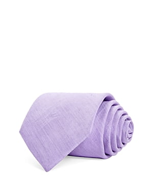 The Men's Store  Textured Solid Linen Classic Tie Purple Necktie